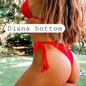 SUNNY CO Diana Red Brazilian cut swim bottom adjustable side tie bikini sz. M